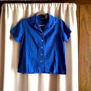 Big Bud Press short sleeved pantry top, cornflower blue, discontinued color